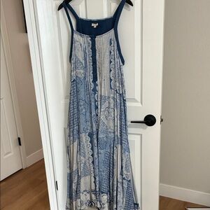 Pilcro Blue and Cream Patterned Maxi Dress